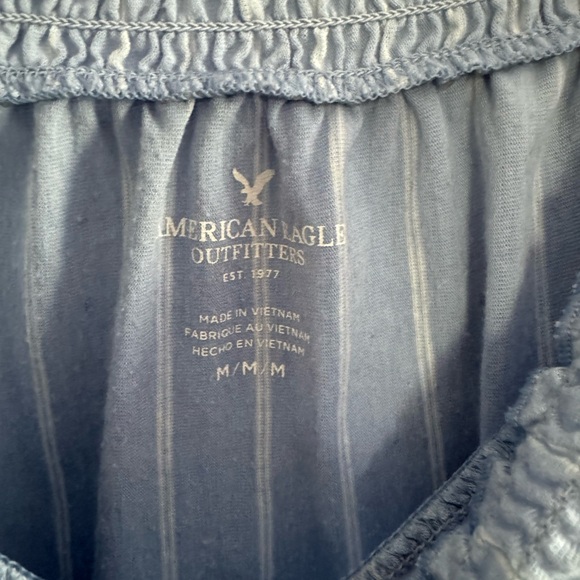 American Eagle Blue and White Stripped Off-The-Shoulder Top - Picture 2 of 4
